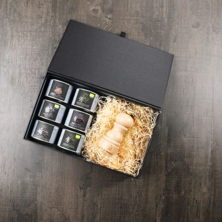 Coffret découverte poivres et moulin " bois" Coffrets